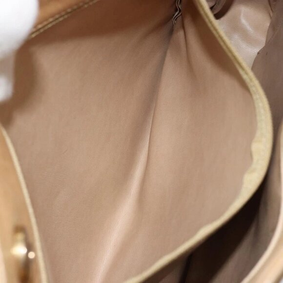 CHANEL Chain Shoulder Bag Lamb Skin Beige Gold CC Auth BA7752